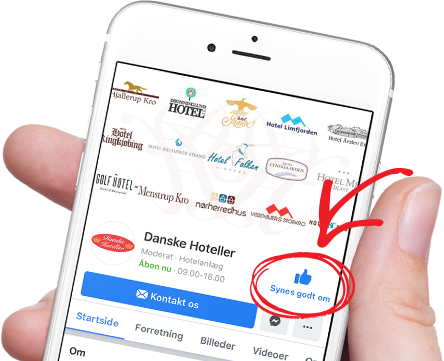 Danish Hotels Facebook page Mobile in hand Mockup